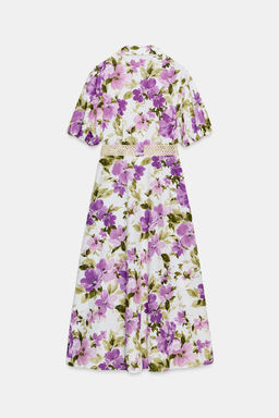 FLORAL PRINT BELTED MIDI DRESS - Zara фото 9