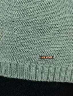 VILATTE / Лаконичный свитер крупной вязки с укороченным рукавом - баллоном  фото 5