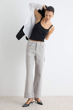 Gri D_K_ML_ Pa_a Detayl_ Y_ksek Bel Wde Leg Jeans TWOAW27JE00052 - Trendyolmilla фото 3