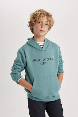 Толстовка с капюшоном и принтом для мальчиков - Defacto фото 4