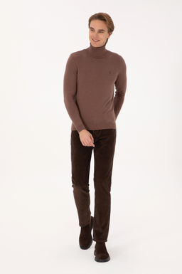 Erkek Koyu Kahverengi Kanvas Pantolon