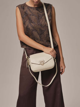 Женская сумка кросс-боди Azaro 3684 бежевый лен/мороко