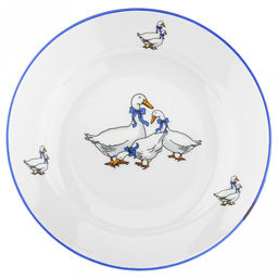 Тарелка мелкая фарфоровая Гуси д175мм, h25мм, гладкий край, отводка краской (Россия)