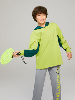 Kap??onlu Renk Bloklu Uzun Kollu Erkek ?ocuk Sweatshirt - Waikiki фото 2