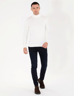 Ekru Slim Fit Yar_m Bal_k__ Yaka Basic Triko Kazak - Pierre cardin фото 4
