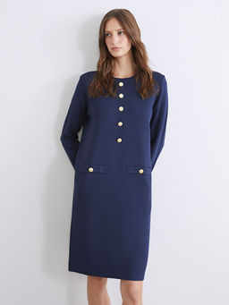 Bisiklet Yaka Triko Elbise