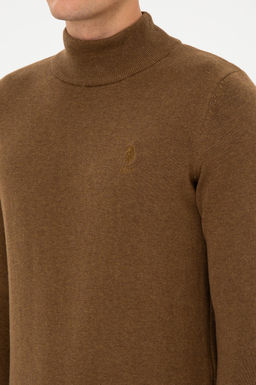 Erkek Slim Fit Yar_m Bal_k__ Yaka Haki Melanj Basic Kazak - U.s. polo assn фото 7