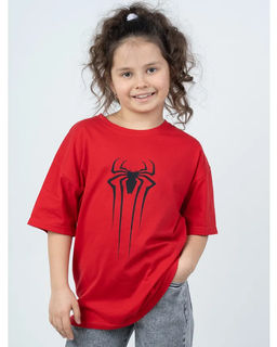 Футболка Эштон оверсайз Принт-Паук, цвет Красный, кулирка 100% х/б