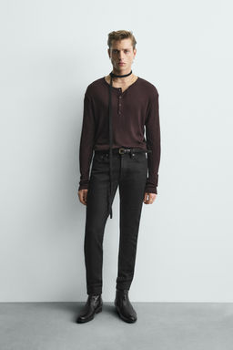 LYOCELL - COTTON HENLEY COLLAR T-SHIRT