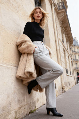 Tas Wide Leg/Genis Paca Dokuma Cizgili Pantolon TWOSS23PL00109