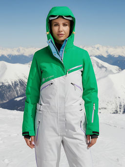 Горнолыжный комбинезон женский зимний зеленого цвета 2326Z