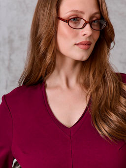 Платье женское с длинным рукавом Марсала