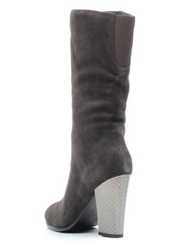 YF189-012M DARK GREY Полусапоги зимние женские (натуральная замша, натуральный мех (еврозима))