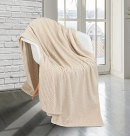 Покрывало-плед Песчанное облако фланель-жаккард 200*220 см.