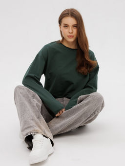 Женский лонгслив из футера 2-х нитки Lingeamo хаки ВК-25 (53)  фото 5