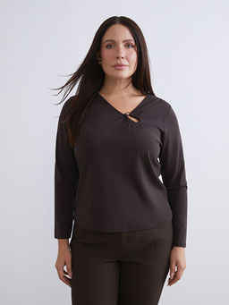 B?y?k Beden V Yaka B?zg?l? Bluz