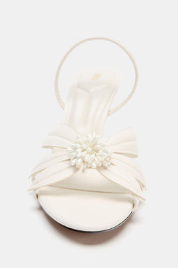 SANDALIA TAC?N DETALLE FLOR / Blanco - Zara фото 3