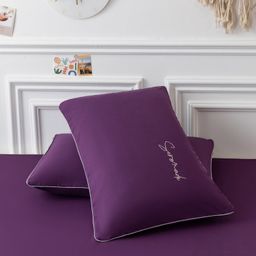 Комплект постельного белья Однотонный Сатин Вышивка на резинке CHR027 160*200*35 2 спальный 4 Наволочки