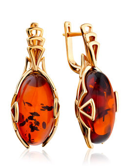 Элегантные серьги Рандеву из натурального янтаря