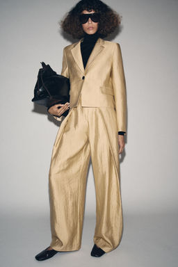 METALLIC PLEATED TROUSERS ZW COLLECTION