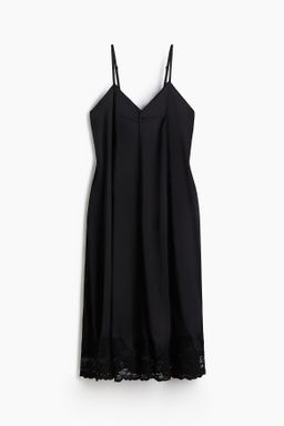 Vestido de sat?n con inserci?n de encaje