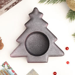 Подсвечник на 1 свечу Ёлочка, 2.5?9 см, серебро