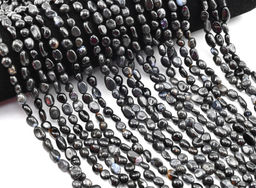 Бусины из агата черного галтовка 6*8мм, 40см, 50 бусин Радуга камня