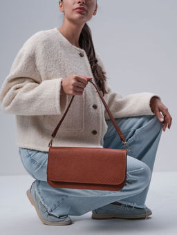 Сумка кожаная багет Deboro 30138 питон