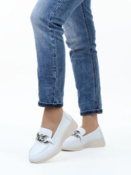 06-YG107-1 WHITE Туфли женские (натуральная кожа)