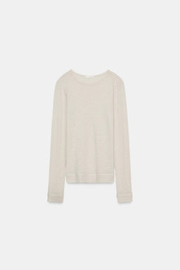 LONG SLEEVE T-SHIRT WITH LINEN - Zara фото 6