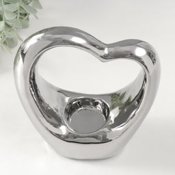 Подсвечник на 1 свечу Сердце, d=4 см, серебро, 14.5?6?17 см