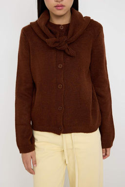 Teen Kahverengi Yumusak Dokulu Genis Kal?p Ekstra Sall? Triko H?rka TWOAW26HI00135