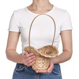 Корзина плетёная для хранения, 21×21×14 см, ручка h=15 см, бамбук