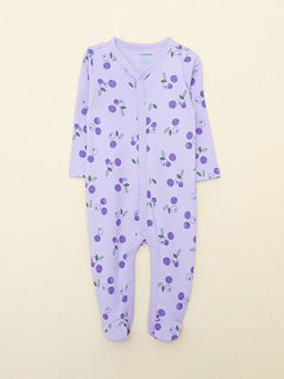 V Yaka Uzun Kollu Bask?l? Organik Pamuklu K?z Bebek Tulum 2li - Waikiki фото 2