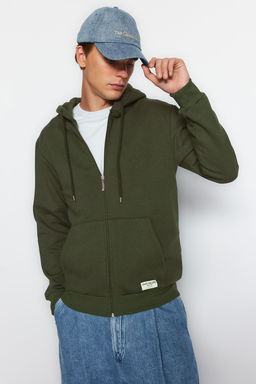 TRENDYOL MAN Gri Melanj Regular Fit Kapusonlu Fermuarl? Etiket Aplikeli Kal?n Sweatshirt TMNAW23SW00172 - Trendyolmilla фото 19