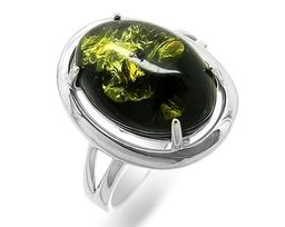 Кольцо из серебра янтарь, КП20з