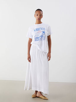 Bisiklet Yaka Italy Bask?l? Kad?n Ti??rt