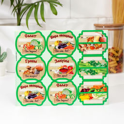 Набор цветных этикеток для домашних заготовок из овощей, грибов и зелени 6.45.2 см