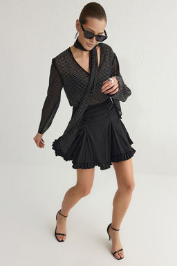 TRENDYOLMILLA Siyah F?rf?rl? Astarl? Tul Orme Mini Etek TPRSS25ET00001  фото 2