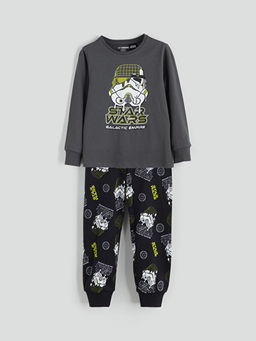 Bisiklet Yaka Star Wars Bask?l? Erkek ?ocuk Pijama Tak?m?