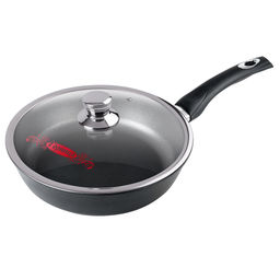 Сковорода с антипригарным покрытием д20см Классик, h5,1см, s0,38см, ручка из термостойкого пластика, стеклянная крышка с пароотводом, подарочная упаковка (Россия)