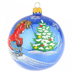 Елочная игрушка шар стеклянная Зодиак. Лошадка д9,5см, ручная художественная роспись, подарочная упаковка, цвета микс, Символ 2026 года (Россия) - Домашняя мода фото 3