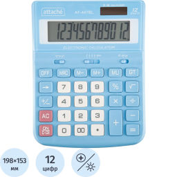 Калькулятор настольный ПОЛНОРАЗМ Attache AF-447BL,12р,дв.пит,гол,198x153x42