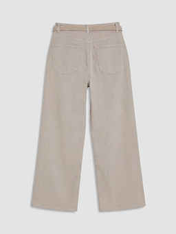 Beli Kemerli Wideleg Kad?n Jean Pantolon