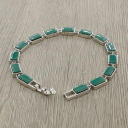 Браслет Канти из зеленой керамики покрытие родий - Agat77 фото 3