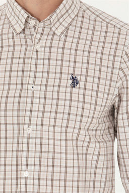 U. S. Polo Assn Мужская рубашка песочного цвета в клетку - U.s. polo assn фото 14