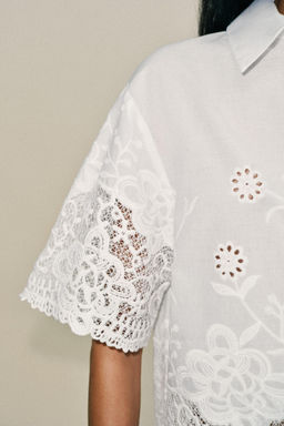 CAMISA BORDADOS PERFORADOS / Blanco - Zara фото 17