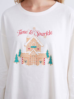 Bisiklet Yaka Y?lba?? Temal? Kad?n Pijama Tak?m?