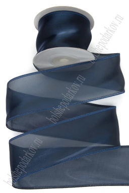 Лента органза Премиум NEW 5 см*10 ярд (SF-8112) темно-синий №25