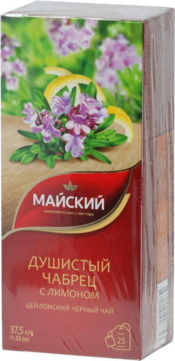 Майский. Черный (душистый чабрец с лимоном) карт.упаковка, 25 пак.